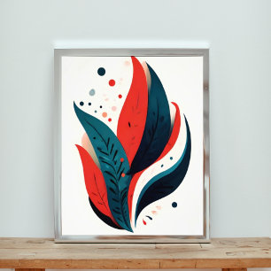 Impression Photo Art feuille Abstrait rouge et bleu Imprimer