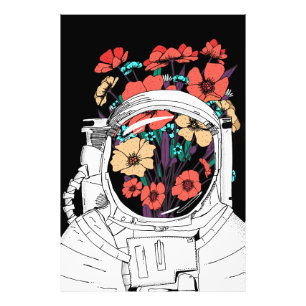 Impression Photo Art floral spatial astronaute