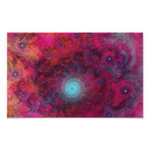 IMPRESSION PHOTO ART FRACTAL PSYCHEDELIQUE ROSE & TURQUOISE
