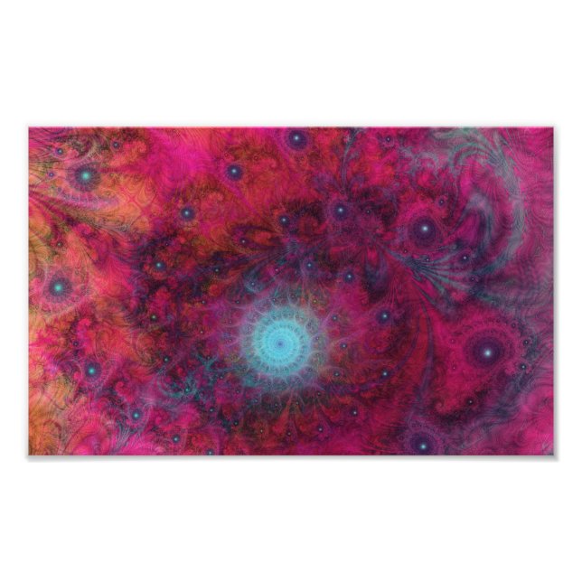 IMPRESSION PHOTO ART FRACTAL PSYCHEDELIQUE ROSE & TURQUOISE (Devant)