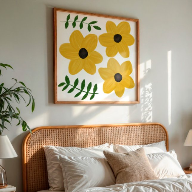 Impression Photo Art graphique de fleurs moderne jaune gras (Créateur téléchargé)