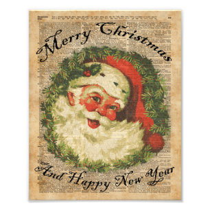 Impression Photo Art heureux vintage de salutations de Noël de Pè