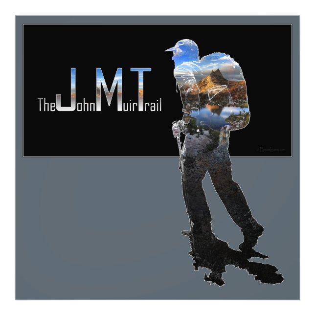 Impression Photo Art - Hiker Silhouette - John Muir Trail Texte (Devant)