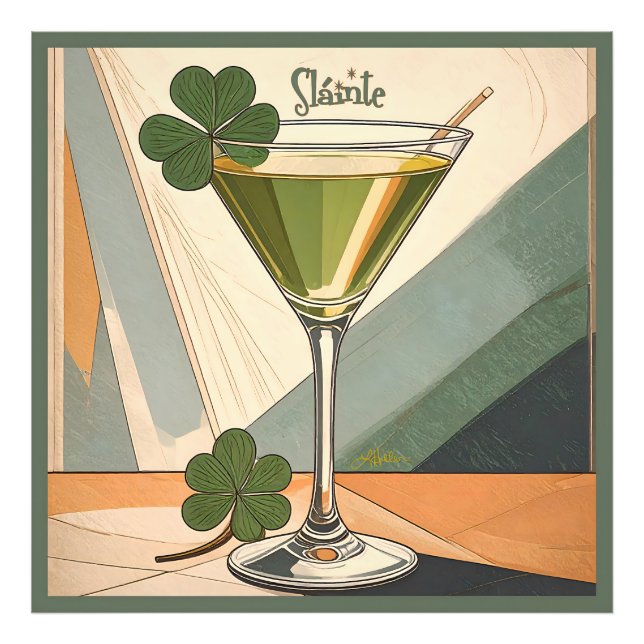 Impression Photo Art Moderne du Milieu du Siècle Shamrock Martini S (Devant)