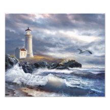 Art Print North Head Lightouse and Crushing Waves
