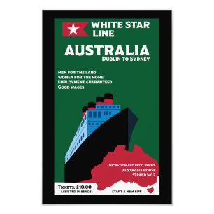 Impression Photo Art Vintage de l'immigration australienne