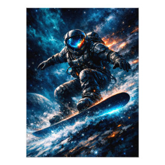 Impression Photo Astronaut Snowboarding Through Space
