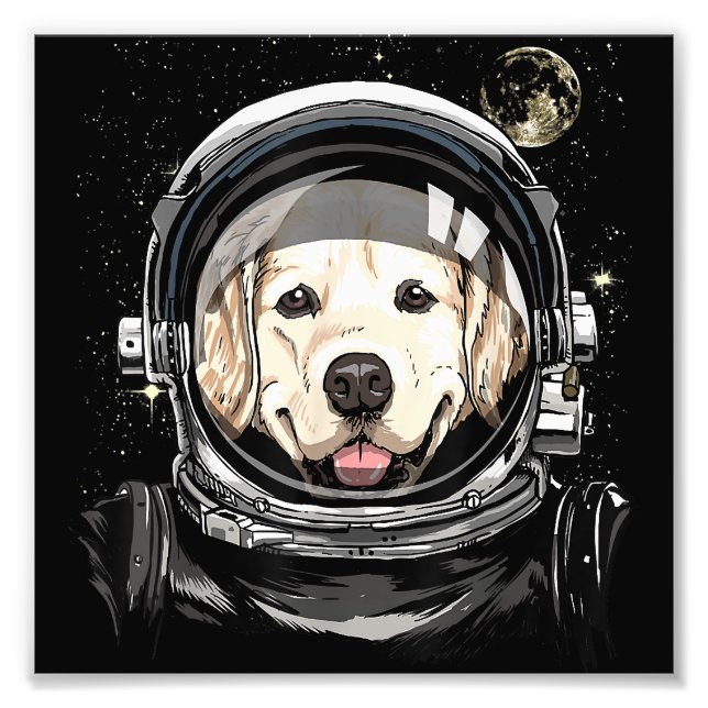 Impression Photo Astronaute De L'Espace Golden Retriever Lover Pet  (Devant)