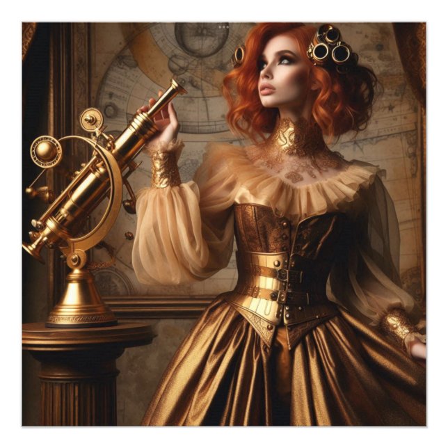 Impression Photo Astronome en or victorien Steampunk (Devant)