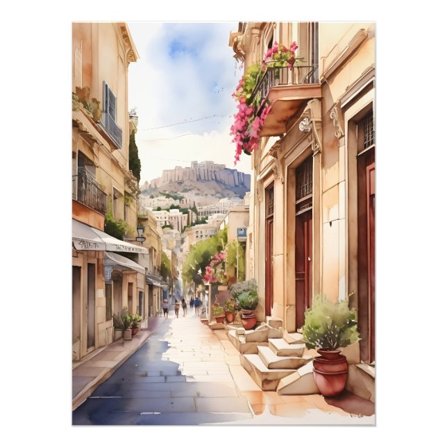 Impression Photo Athènes Grèce aquarelle (Devant)