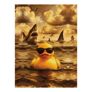 Impression Photo Attaque Épique de Requin avec un Canard en Caoutch