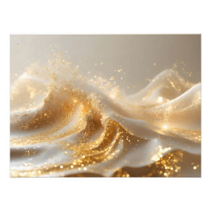 Impression Photo Aura d'Or – Élégant Abstrait Blanc et Or Mur