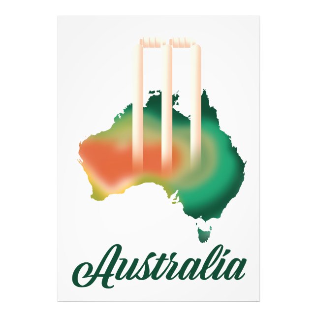 Impression Photo Australie Carte du cricket. (Devant)