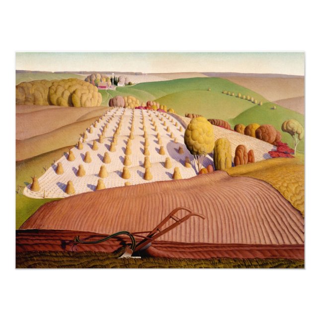 Impression Photo Automne à souffler par Grant Wood (Devant)