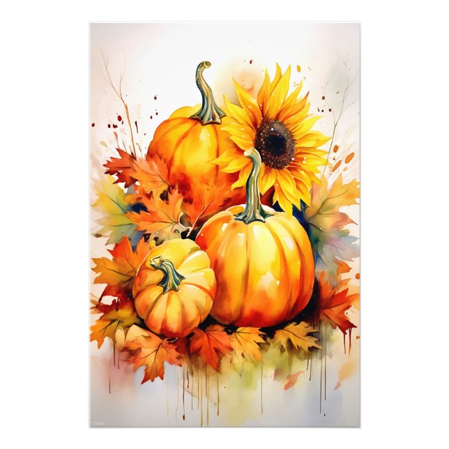 Impression Photo Automne Citrouille & Tournesol (Devant)