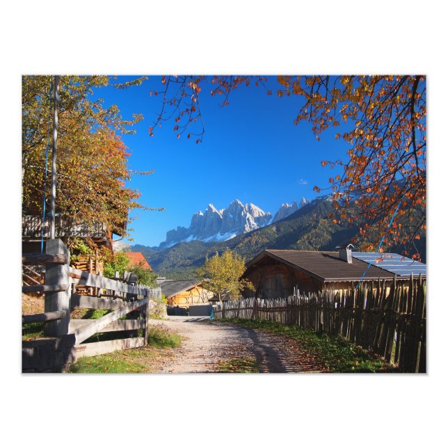 Impression Photo Automne dans un village des Dolomites en Italie (Devant)