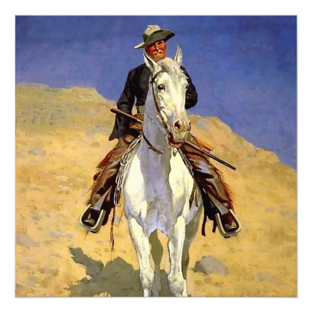 Impression Photo “Autoportrait à cheval” de Frederic Remington (Devant)