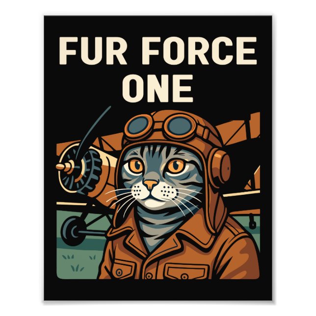 Impression Photo Aviator Cat Flying Feline Commander (Devant)