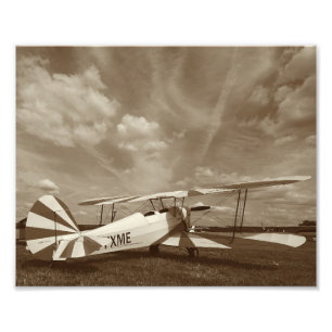 Impression Photo Avion Antique Biplan Sepia Beaux-Arts