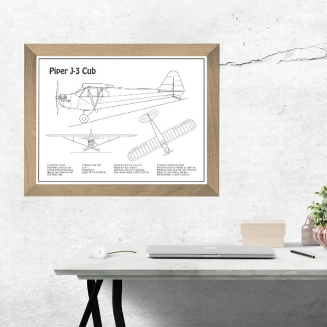 Impression Photo Avion Cub - Plan directeur de l'avion BD (Créateur téléchargé)