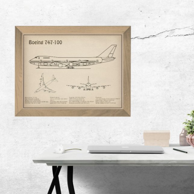 Impression Photo Avion de ligne 747 - Plan de dessin du plan d'avio (Créateur téléchargé)