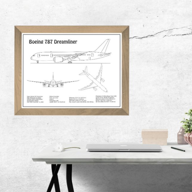 Impression Photo Avion de ligne 787 - Plan de dessin de plan d'avio (Créateur téléchargé)
