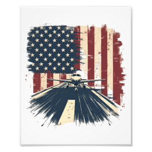 Impression Photo Avion pilote Avion American Flag Plane Aviation