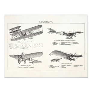 Impression Photo Avion vintage Rétro Vieux Biplane Planes Antiques