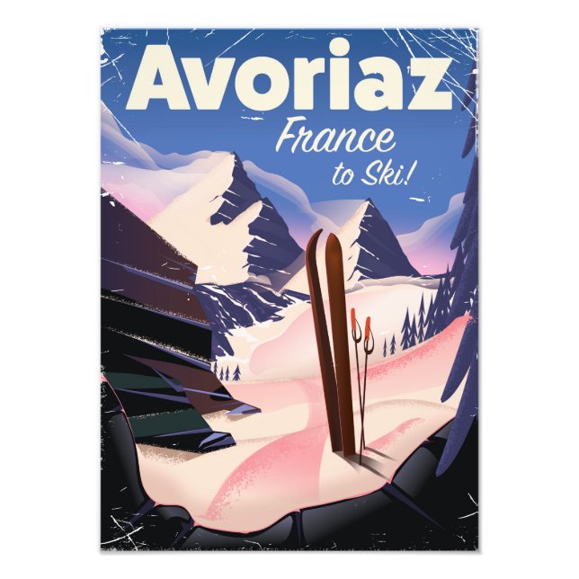 Impression Photo Avoriaz, affiche de voyage de ski français (Devant)
