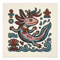 Axolotl aztèque Xolotl pierre érodée art tribal bo
