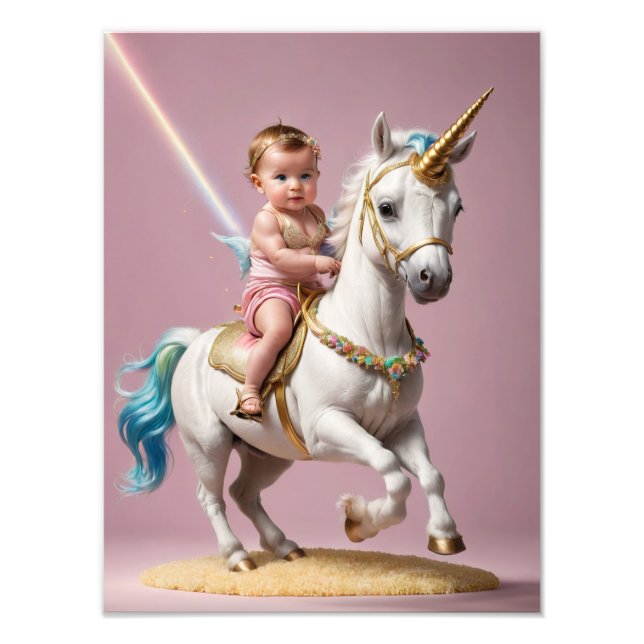 Impression Photo Baby Riding A Unicorn (Devant)
