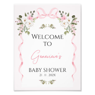 Impression Photo Baby shower Croquette Pink Bow Arch Affiche de bie