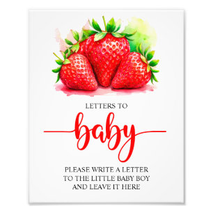 Impression Photo Baby shower de fraises Lettres à bébé Signal