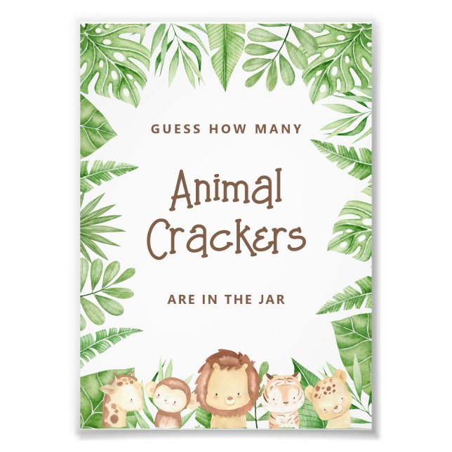 Impression Photo Baby shower de jeu Safari Guess - Panneau modifiab (Devant)