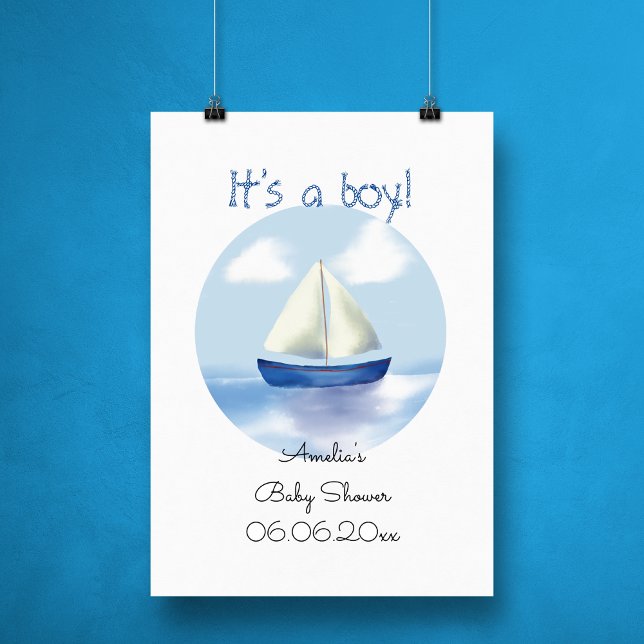 Impression Photo Baby shower de Sailboat Boys personnalisé (Créateur téléchargé)