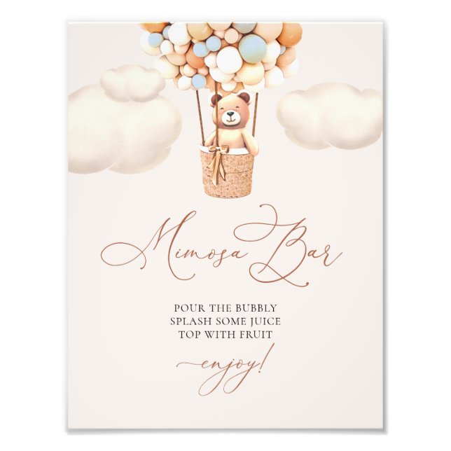 Impression Photo Baby shower Ours avec ballons (Devant)