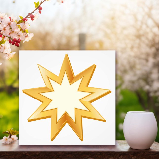Impression Photo Baha'i (Peace. Nine pointed star, symbol of the Baha’i faith in gold. )
