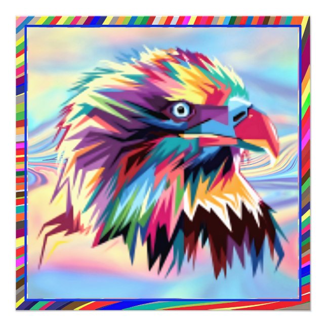 Impression Photo Bald Eagle géométrique Prismatic Design-80590 (Devant)