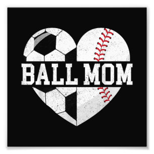 Impression Photo Ball Maman Chemise Coeur Funny Baseball Soccer Mam