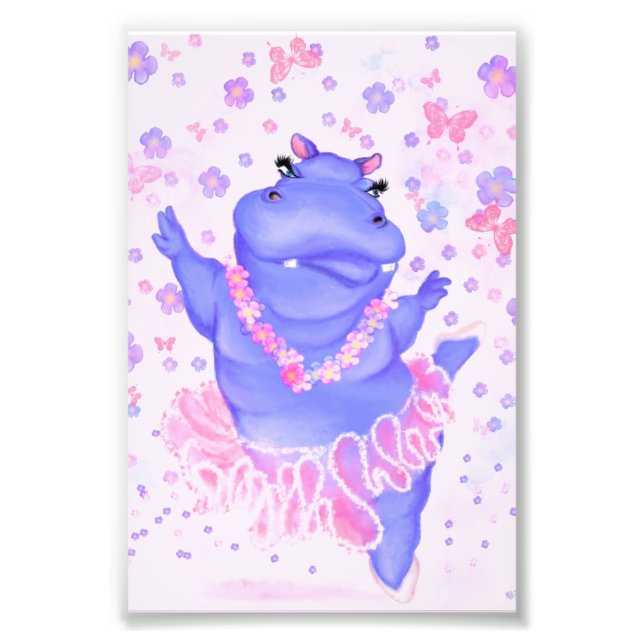 Impression Photo Ballerina Hippo Ballet Dancer Funky Papier Imprimé (Devant)