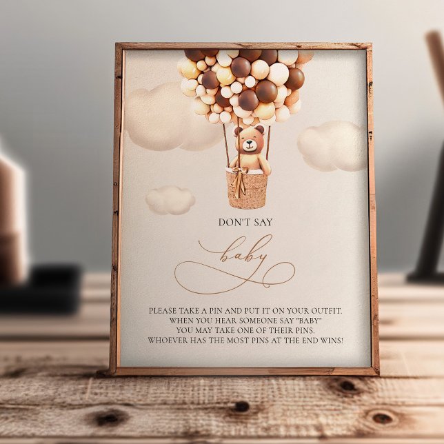 Impression Photo Ballons d'ours - Ne pas dire BÉBÉ - Signe (Créateur téléchargé)