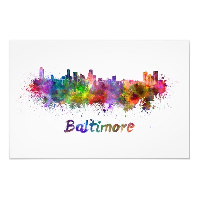 Impression Photo Baltimore skyline in watercolor (Devant)