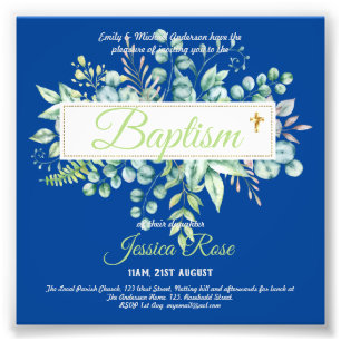 Impression Photo Baptême Invitation Eucalyptus BUDGET Vert