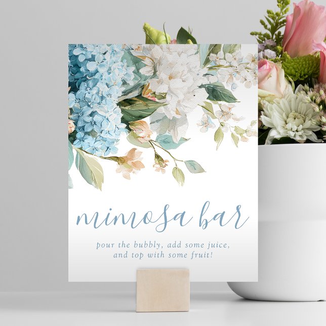 Impression Photo Bar à Mimosa Hydrangea Bleu Aquarelle pour Mariage (Créateur téléchargé)