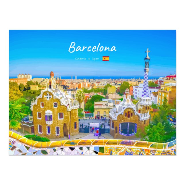 Impression Photo Barcelone, Espagne - Parc Guell Mosaïque Gaudi (Devant)