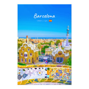 Impression Photo Barcelone, Espagne - Parc Guell Mosaïque Gaudi