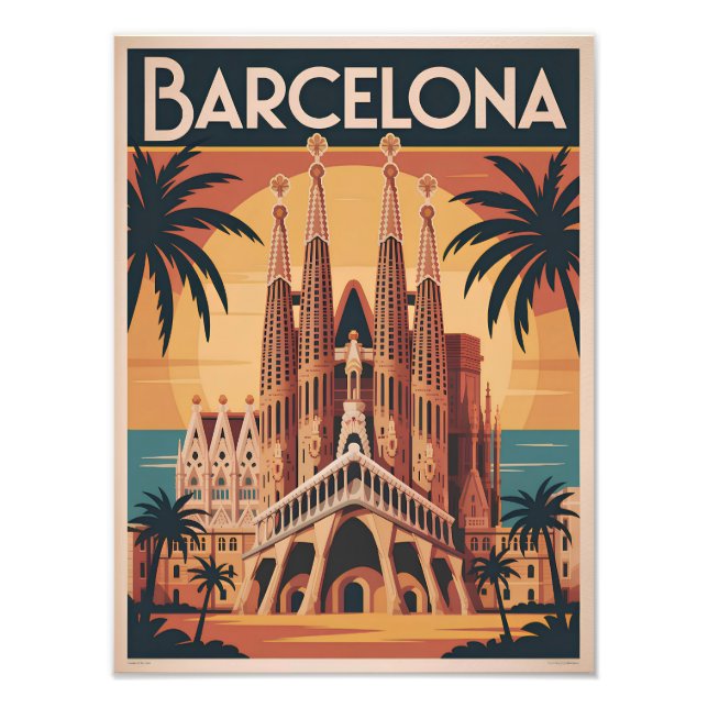 Impression Photo Barcelone Espagne vintage (Devant)