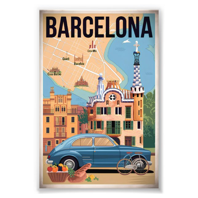 Impression Photo Barcelone Espagne vintage (Devant)