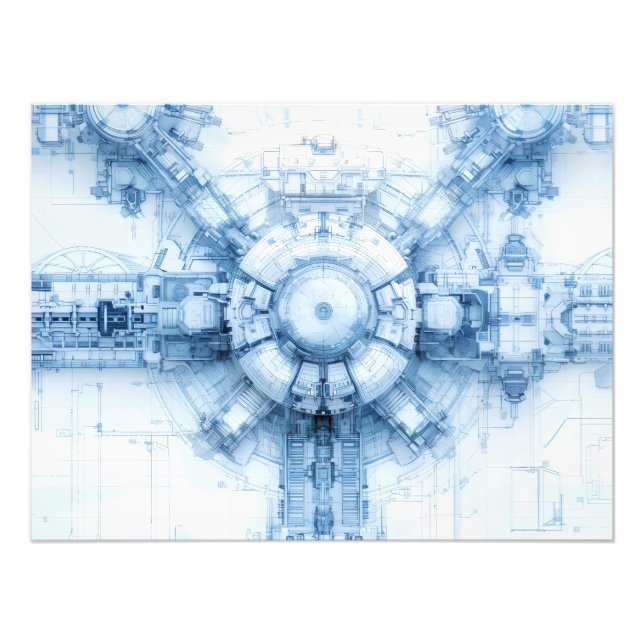 Impression Photo Base d'espace Sci-Fi bleu (Devant)