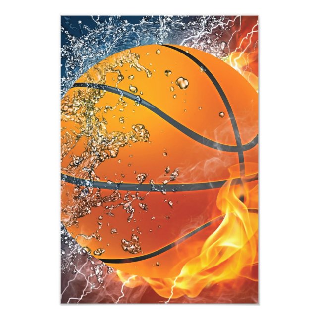 Impression Photo Basket-ball en feu (Devant)